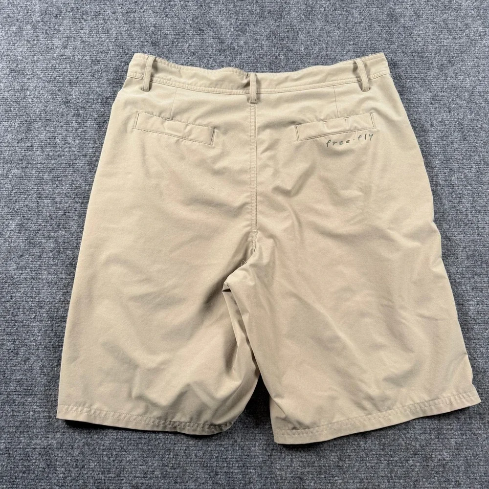 Free Fly Shorts Mens 32 Khaki Tan Hybrid Stretch Performance Outdoor Casual